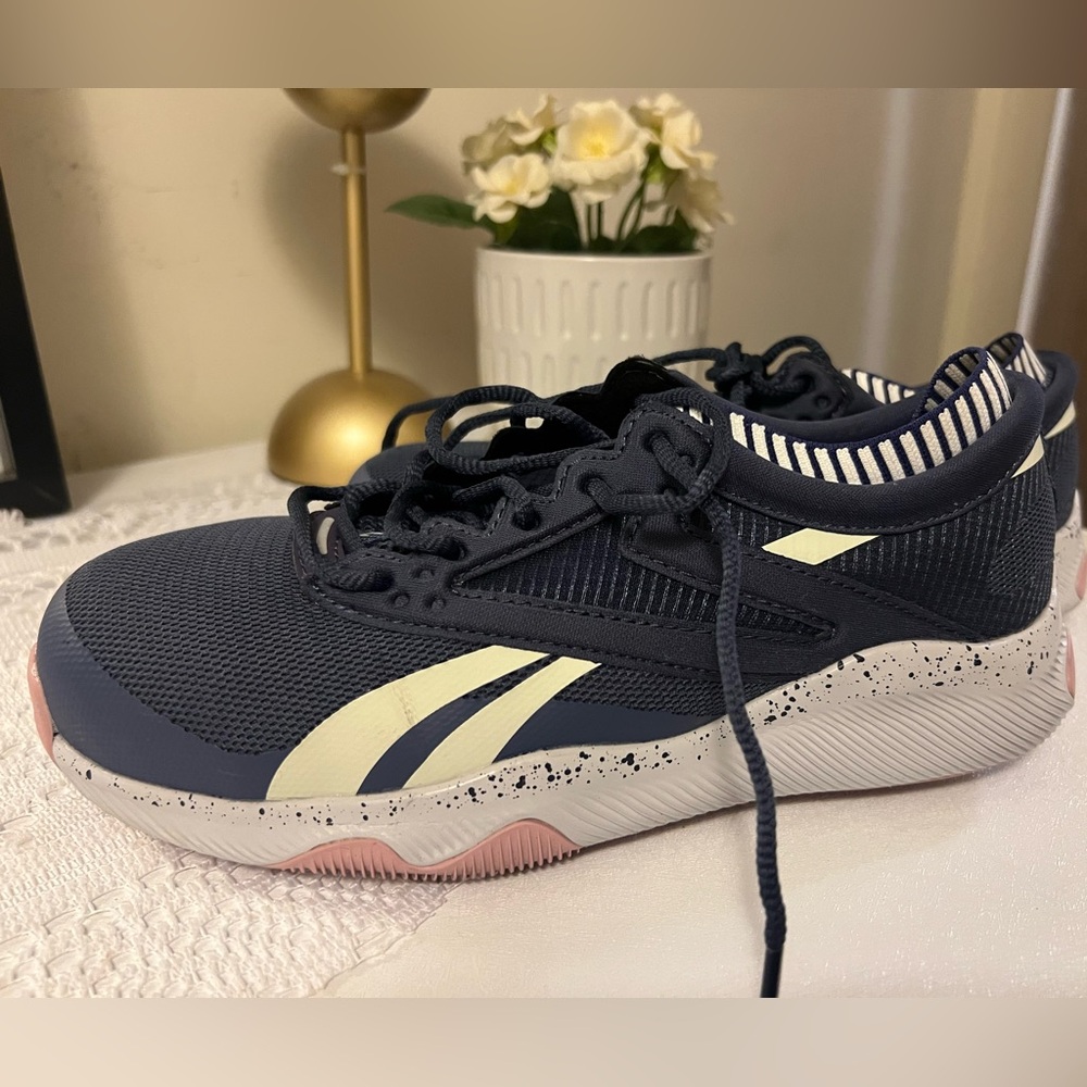 Reebok Dark Blue and Cream Athletic Shoes